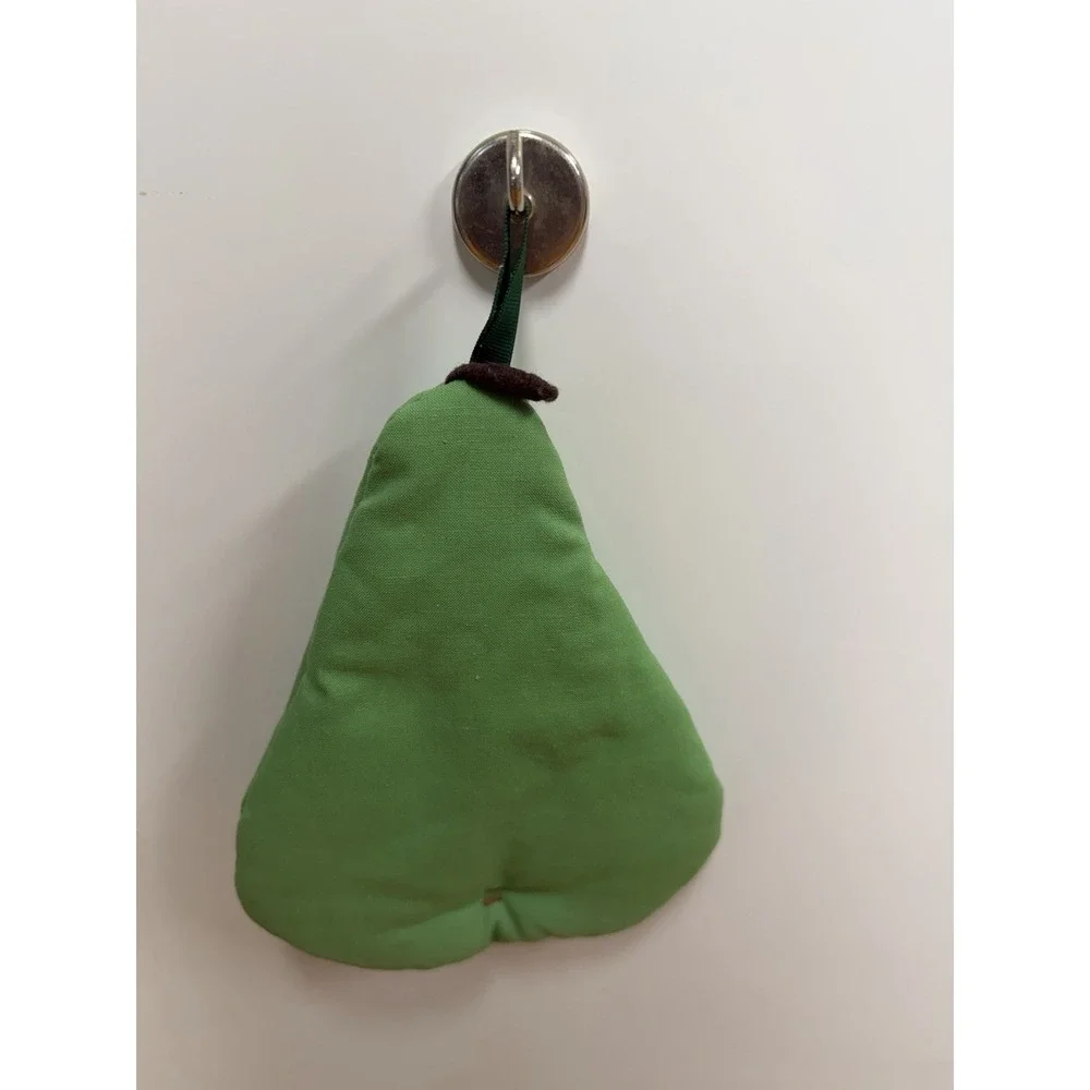 Vtg Handmade Pear Shaped Fabric Pot‎ Holder Trivet Green Kitchen Decor 8.5 Inch